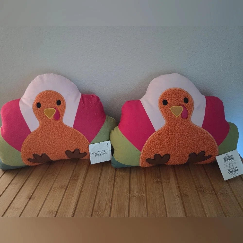 Set Of 2 Turkey Pillows Fall 2024 Target Collection Pastel Thanksgiving NWT